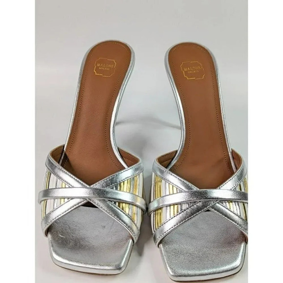 Malone Souliers Women's Perla 85 Metallic Mules Sandals Size 36.5 EU (MSRP $695) - Picture 5 of 11